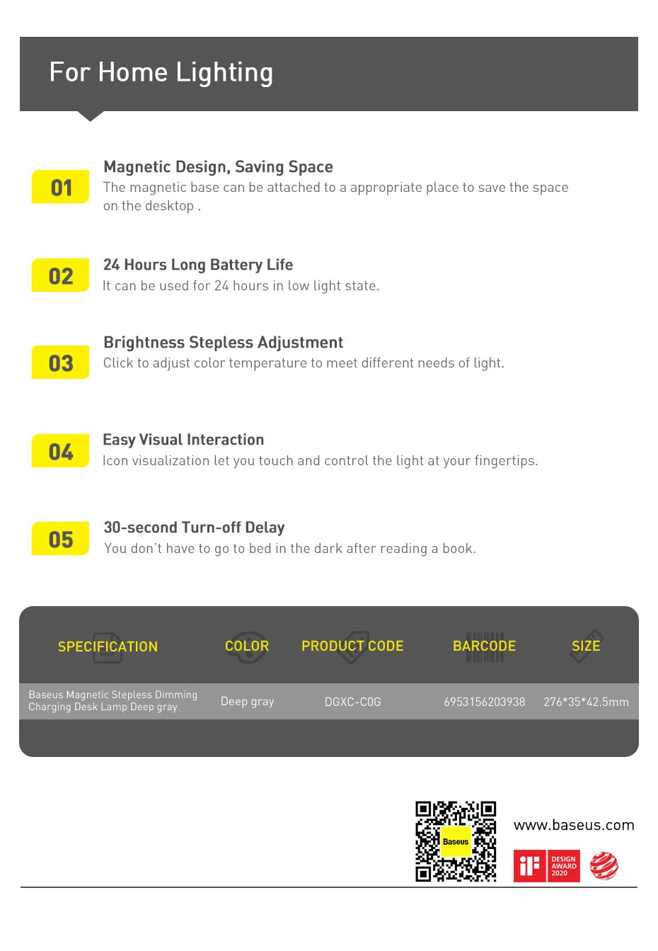 Baseus Magnetic LED Night Light - Stepless Dimming Table Lamp 💡✨
