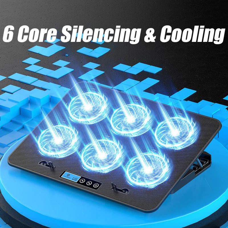COOLCOLD A9 Gaming RGB Laptop Cooler - 6 Fan LED Light Stand with 2 USB Ports for 13-18" Laptops & MacBooks