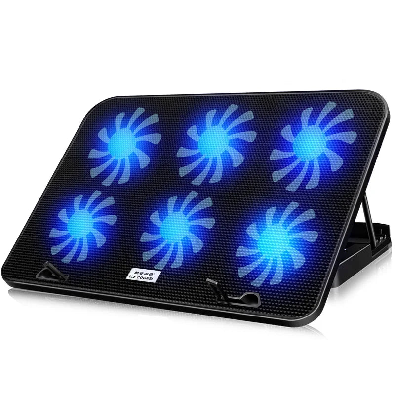 COOLCOLD A9 Gaming RGB Laptop Cooler - 6 Fan LED Light Stand with 2 USB Ports for 13-18" Laptops & MacBooks