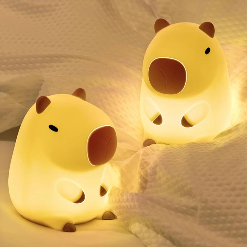 Cute Capybara Night Light - Silicone Rechargeable Touch Lamp for Kids 🦫✨
