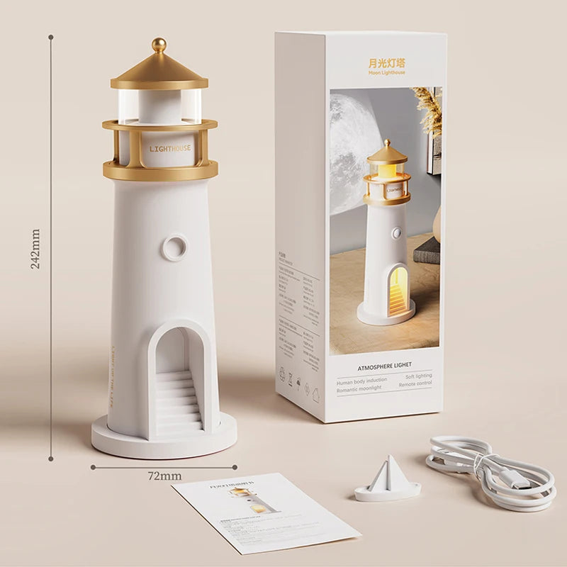 Floating Moon Lamp Projection Lighthouse Night Light with Bluetooth Speaker 🌙✨