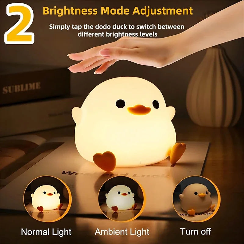 Luz nocturna de pato DoDo: linda, recargable y lámpara LED táctil 🦆💡