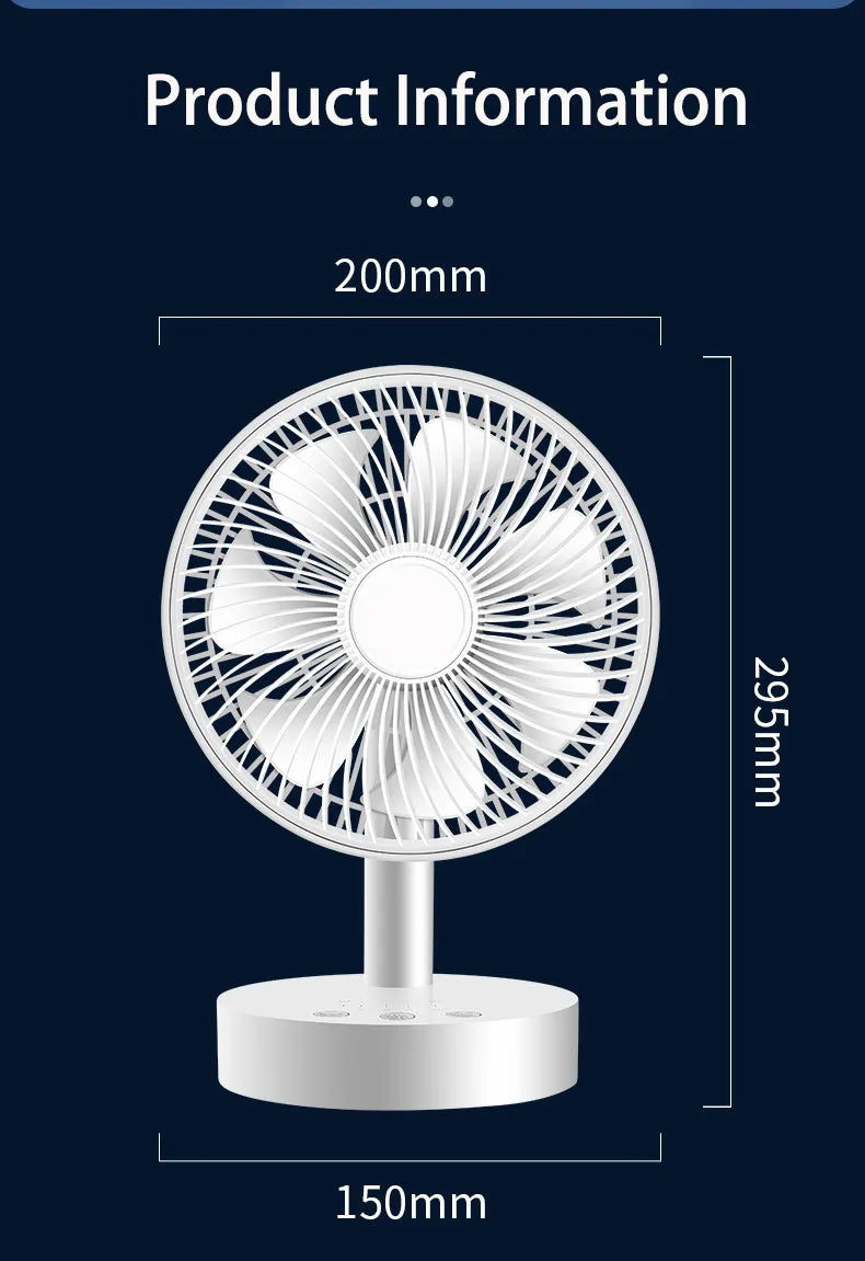 3600mAh USB Desk Fan - 4 Speed Adjustable Cooling for Home & Travel 🌬️✨