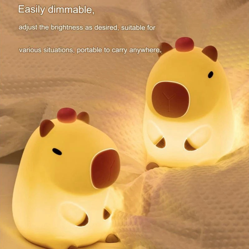 Cute Cartoon Capybara Night Light - Dimming Sleep Lamp for Kids’ Rooms 🦫✨