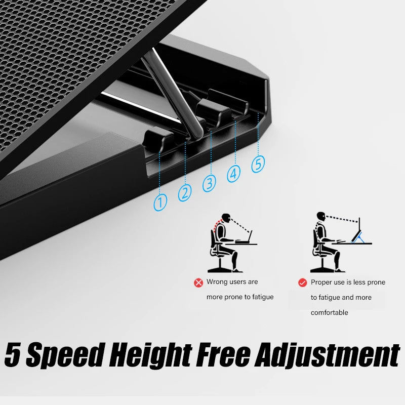 COOLCOLD A9 Gaming RGB Laptop Cooler - 6 Fan LED Light Stand with 2 USB Ports for 13-18" Laptops & MacBooks