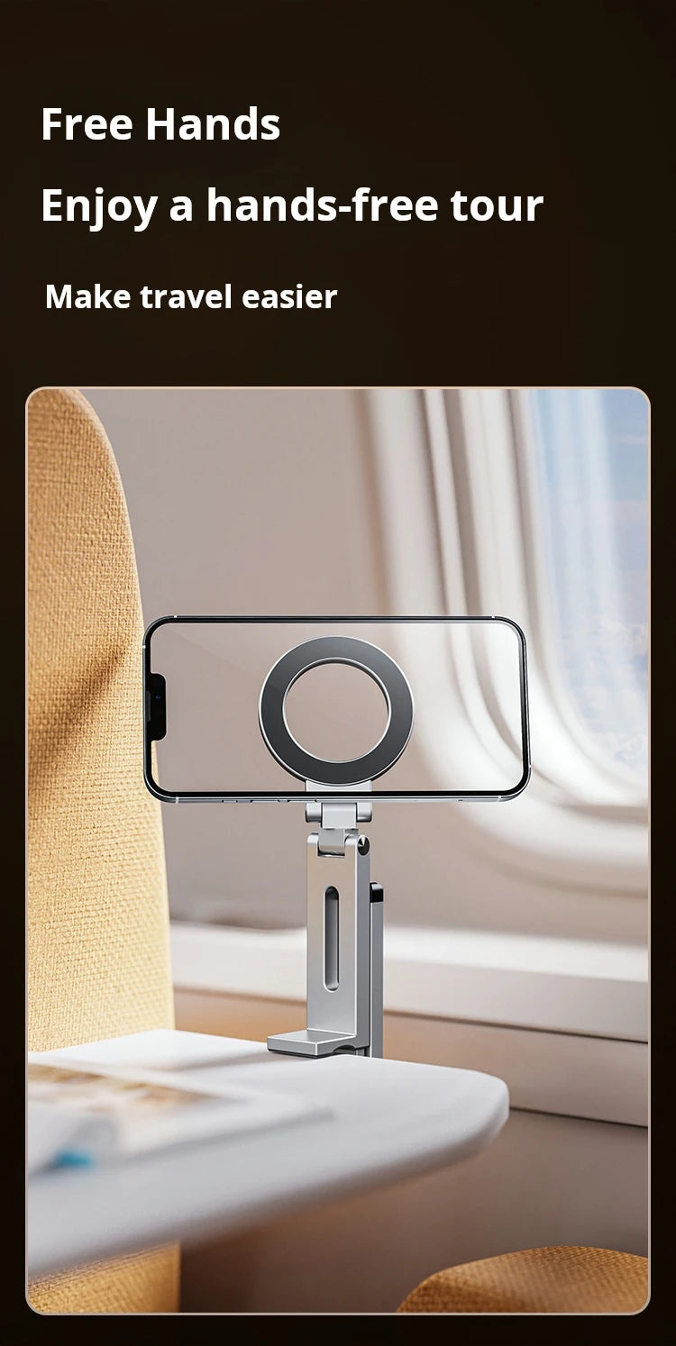 Portable Magnetic Phone Holder Aluminum Alloy 360° Rotating Foldable Tripod