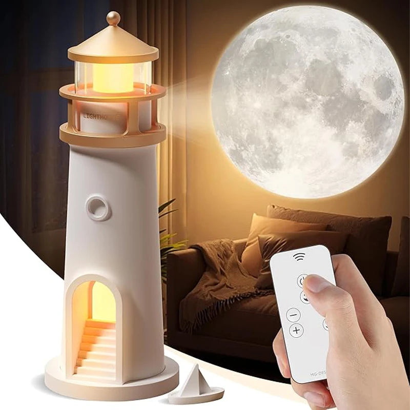 Floating Moon Lamp Projection Lighthouse Night Light with Bluetooth Speaker 🌙✨