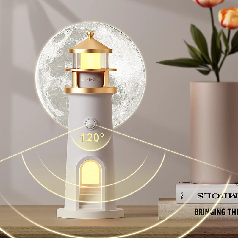 Floating Moon Lamp Projection Lighthouse Night Light with Bluetooth Speaker 🌙✨