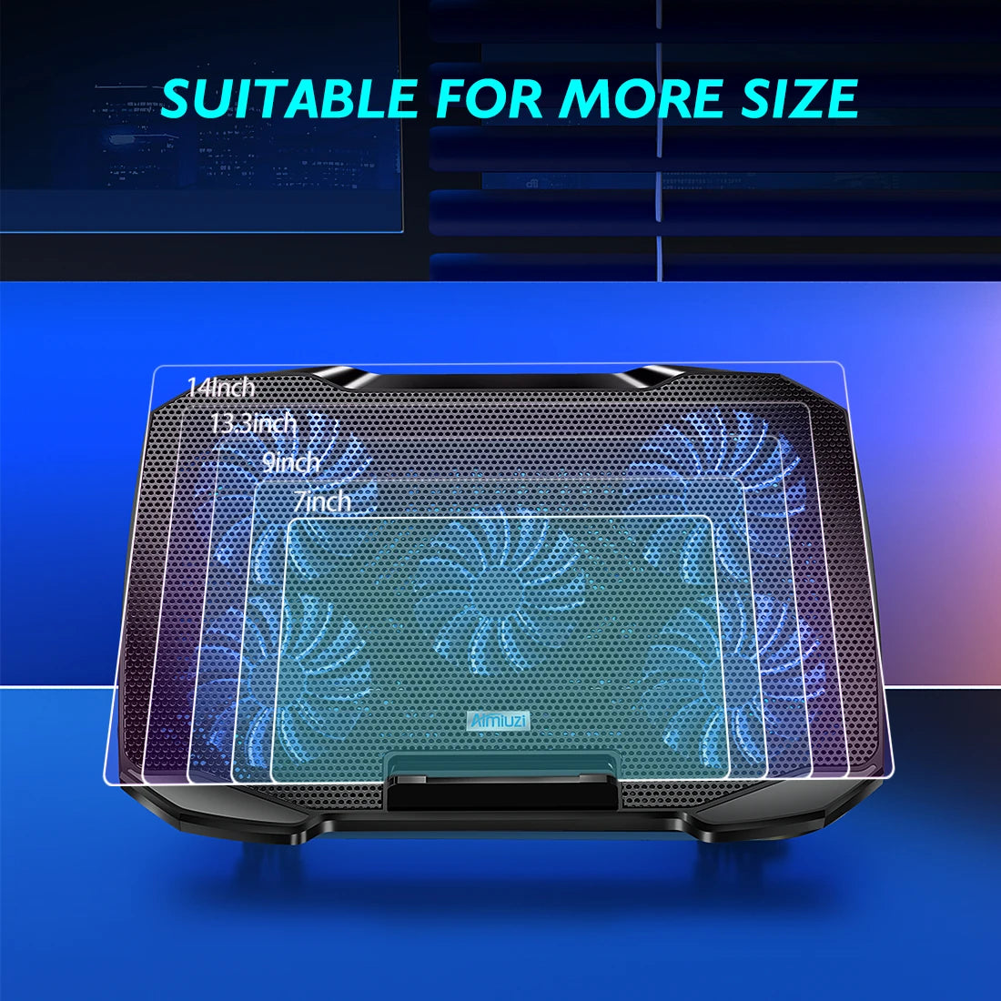 COOLCOOLD Laptop Cooling Pad - 12-17" Cooler Stand with 5 Quiet Fans & Adjustable Angles