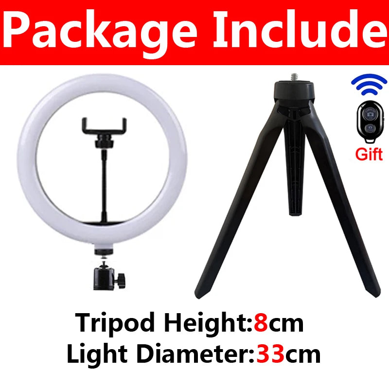 26cm LED Selfie Ring Lamp with Phone Holder and Tripod – Perfect Lighting for Videos and Photos
