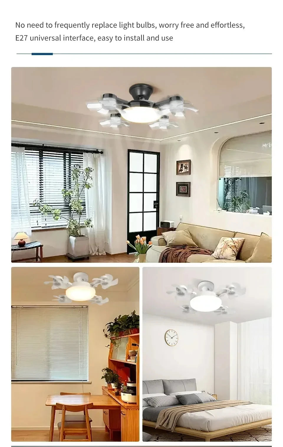 Creative Drone Ceiling Lamp Electric Fan with Light Remote Control E27