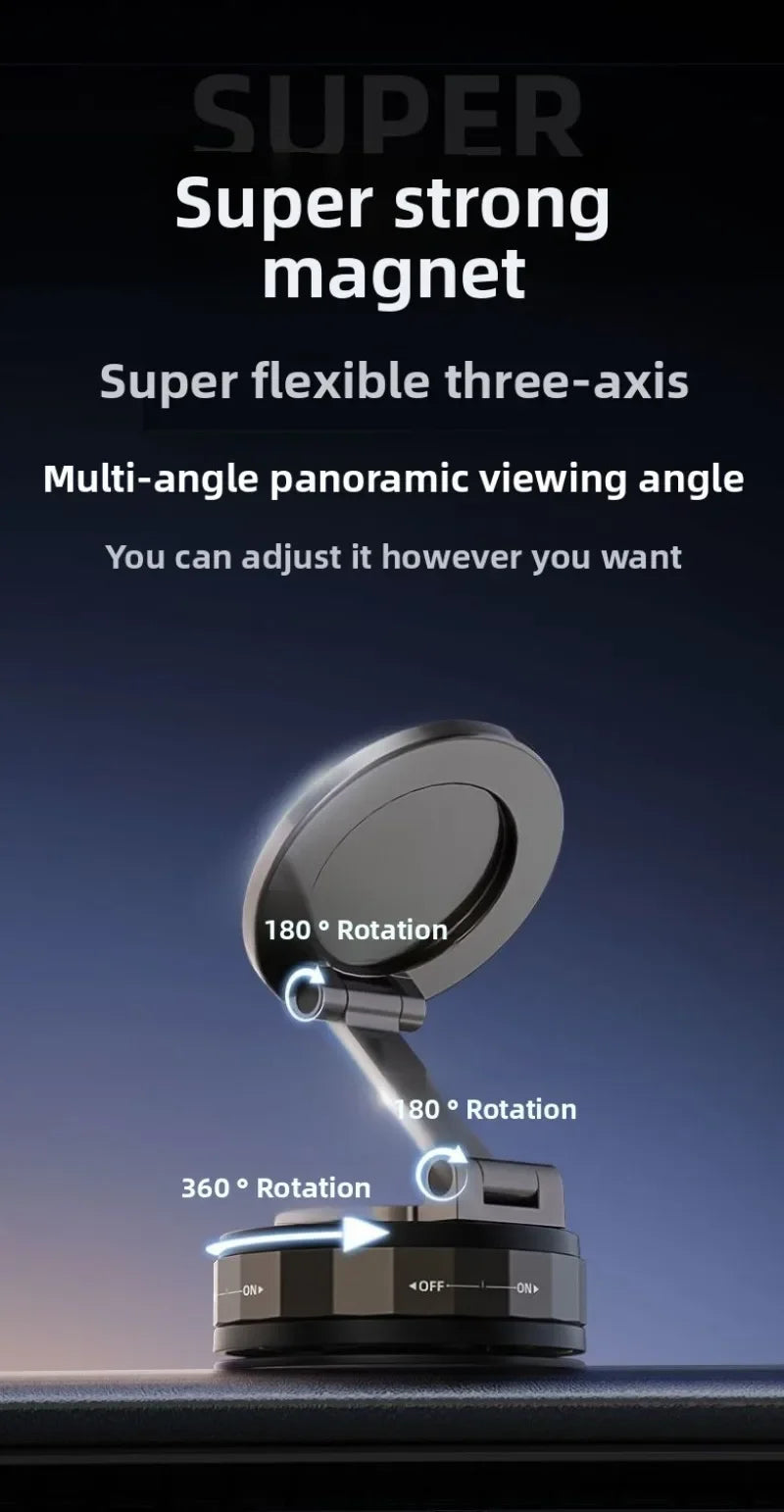 Lightweight Magnetic Car Phone Stand - Vacuum Suction Rotating Holder 📱✨