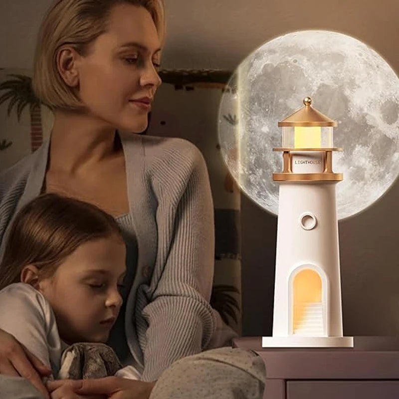 Floating Moon Lamp Projection Lighthouse Night Light with Bluetooth Speaker 🌙✨