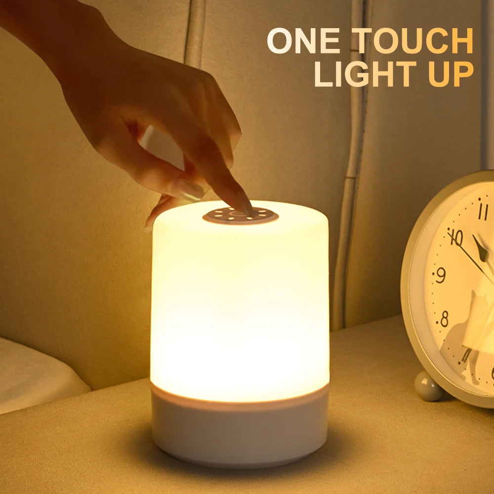 Touch Night Lamp - 3 Modes Dimmable Bedside Light with USB Charging 🌟✨