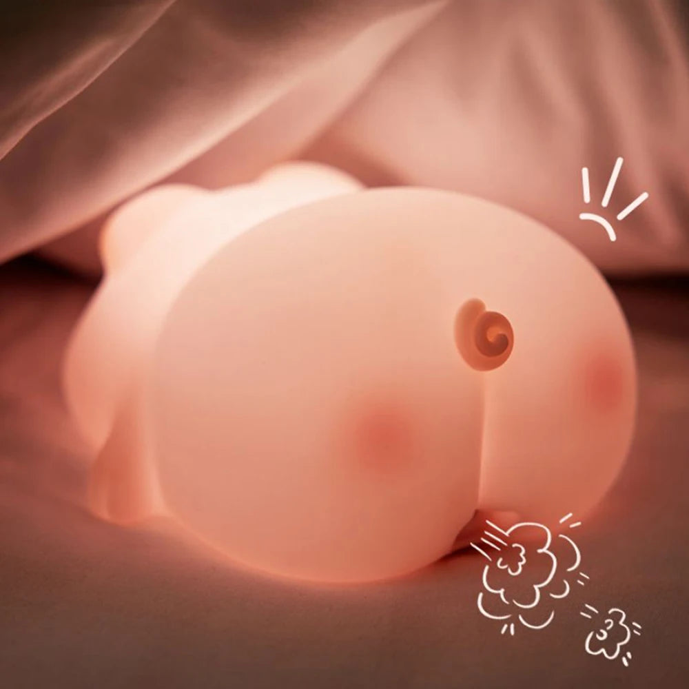 Kawaii Lion Night Light Rechargeable 3 Level Dimmable Silicone Sleeping Light