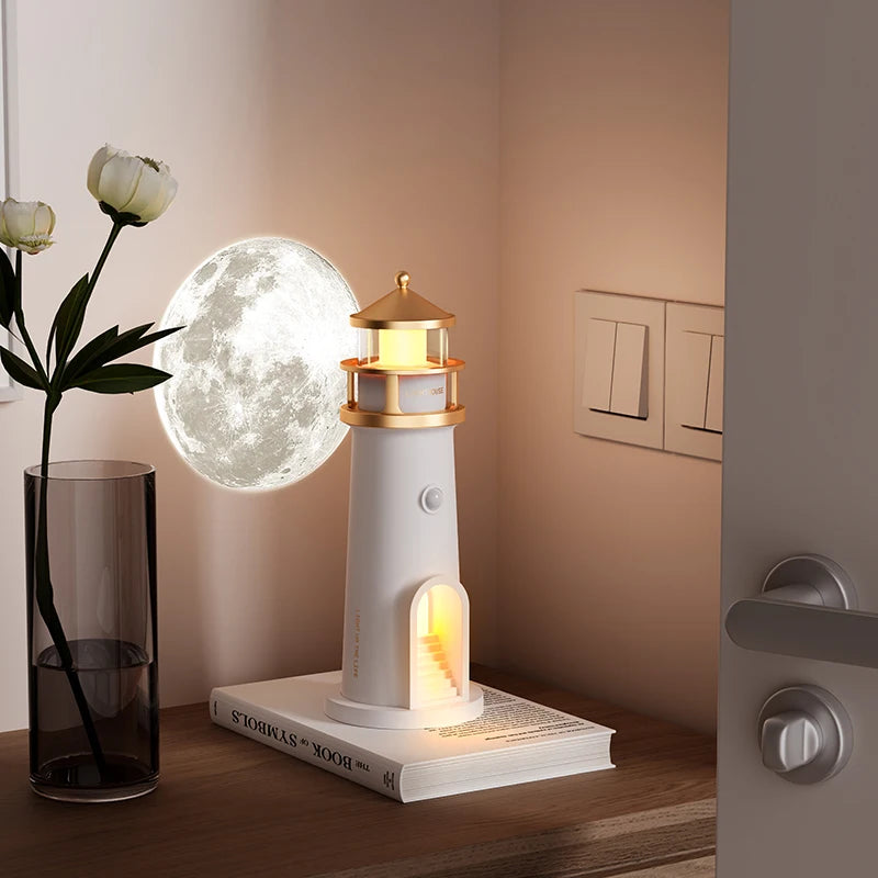 Floating Moon Lamp Projection Lighthouse Night Light with Bluetooth Speaker 🌙✨