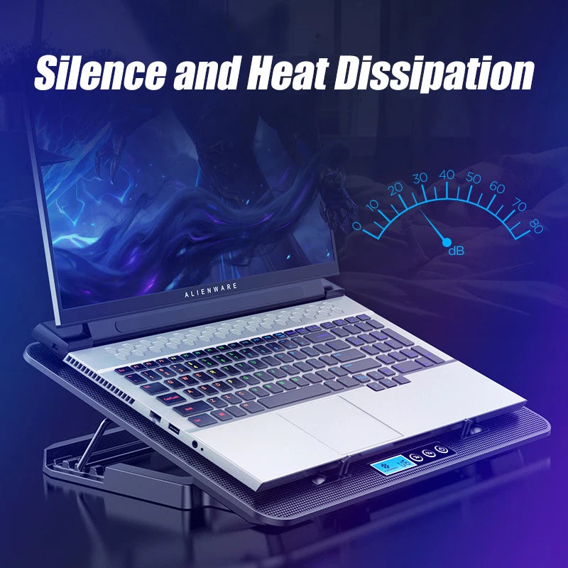 COOLCOLD A9 Gaming RGB Laptop Cooler - 6 Fan LED Light Stand with 2 USB Ports for 13-18" Laptops & MacBooks
