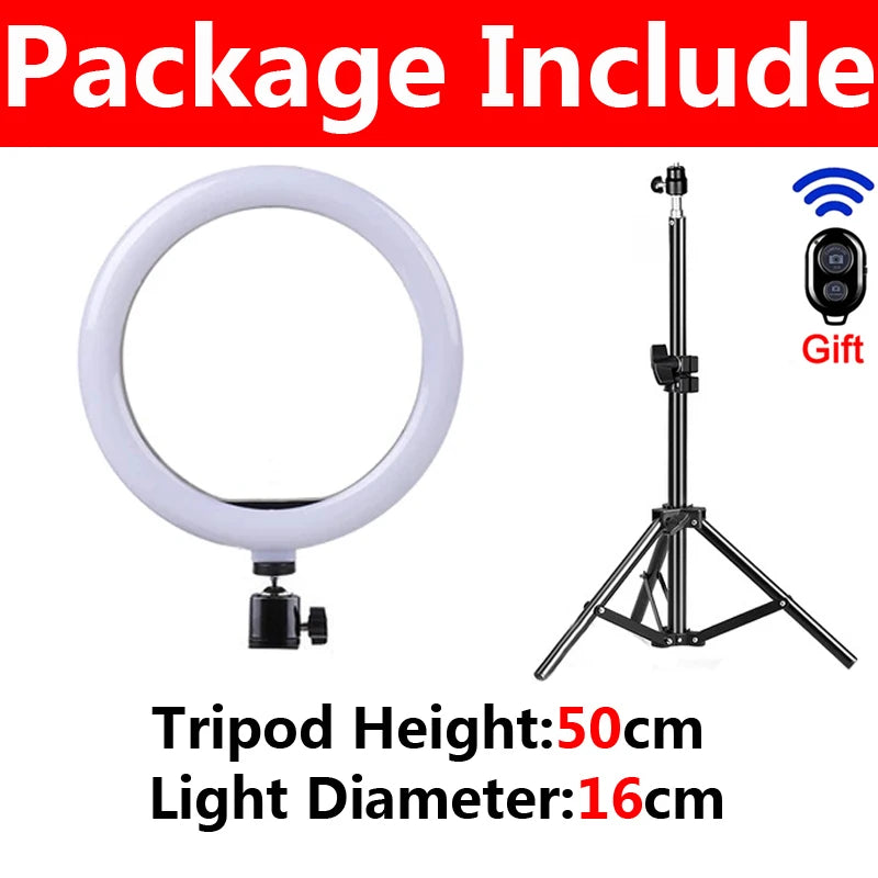 26cm LED Selfie Ring Lamp with Phone Holder and Tripod – Perfect Lighting for Videos and Photos