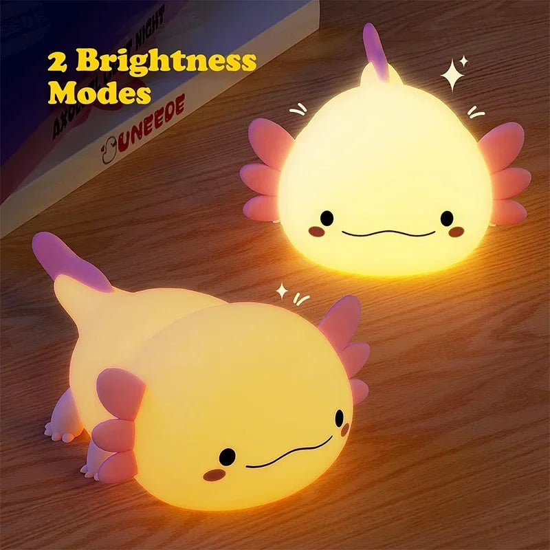 Cute Axolotl Night Light - Silicone Touch Nursery Lamp for Kids & Babies 🦎✨