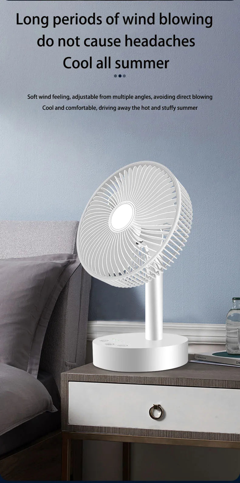 3600mAh USB Desk Fan - 4 Speed Adjustable Cooling for Home & Travel 🌬️✨