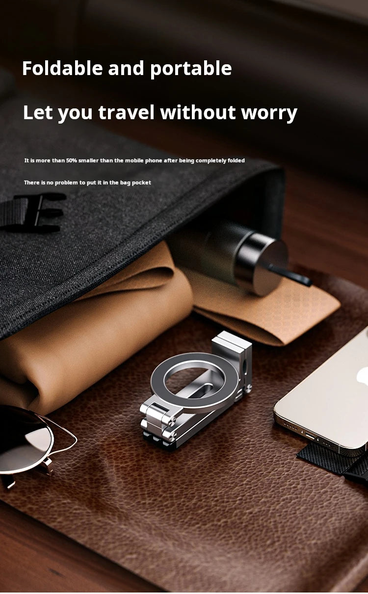 Portable Magnetic Phone Holder Aluminum Alloy 360° Rotating Foldable Tripod