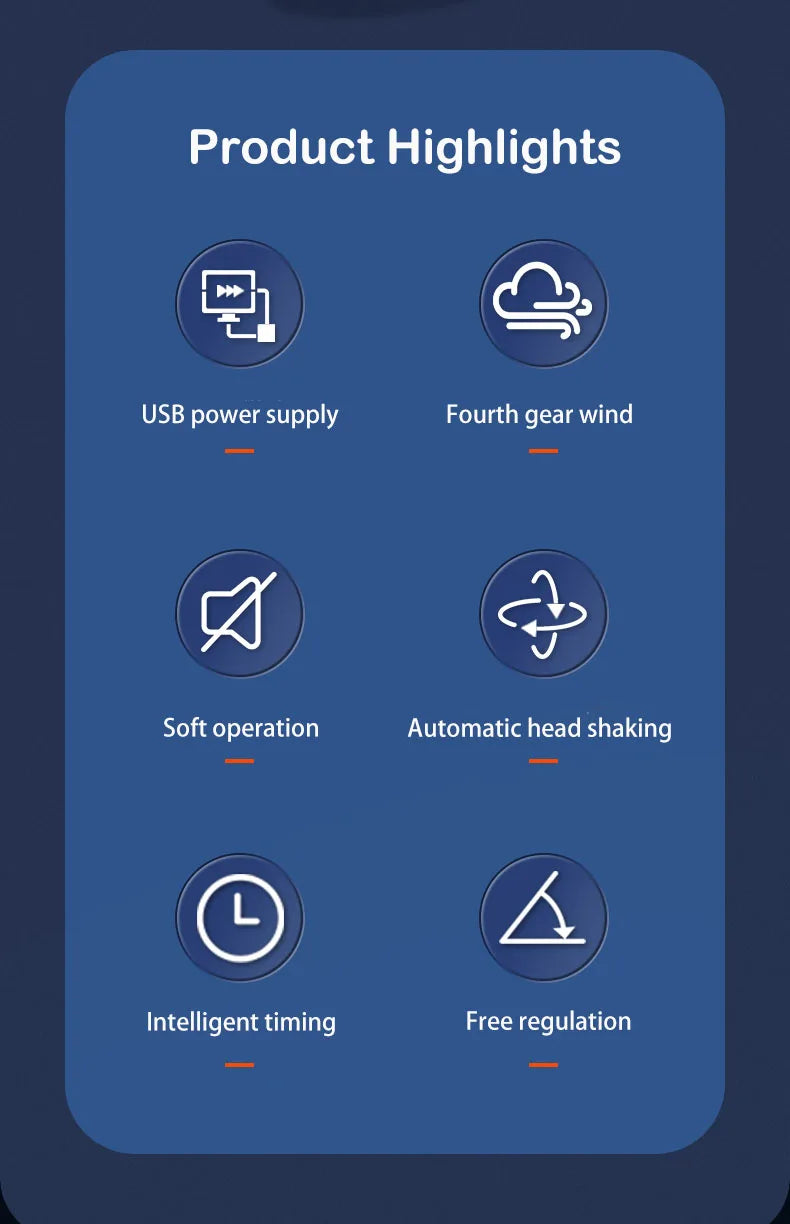 3600mAh USB Desk Fan - 4 Speed Adjustable Cooling for Home & Travel 🌬️✨