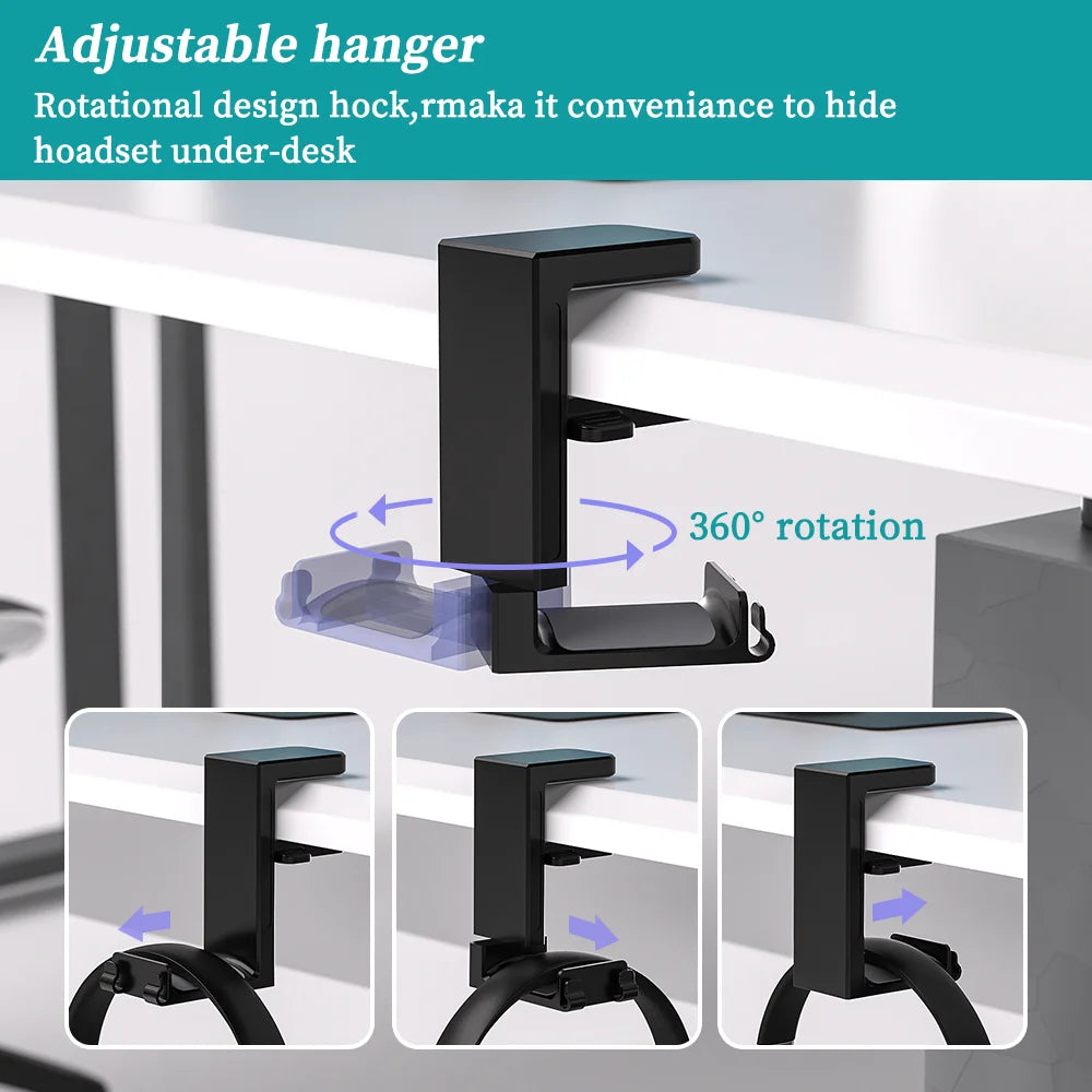 2-in-1 PC Gaming Headphone Stand - Adjustable Space-Saving Holder