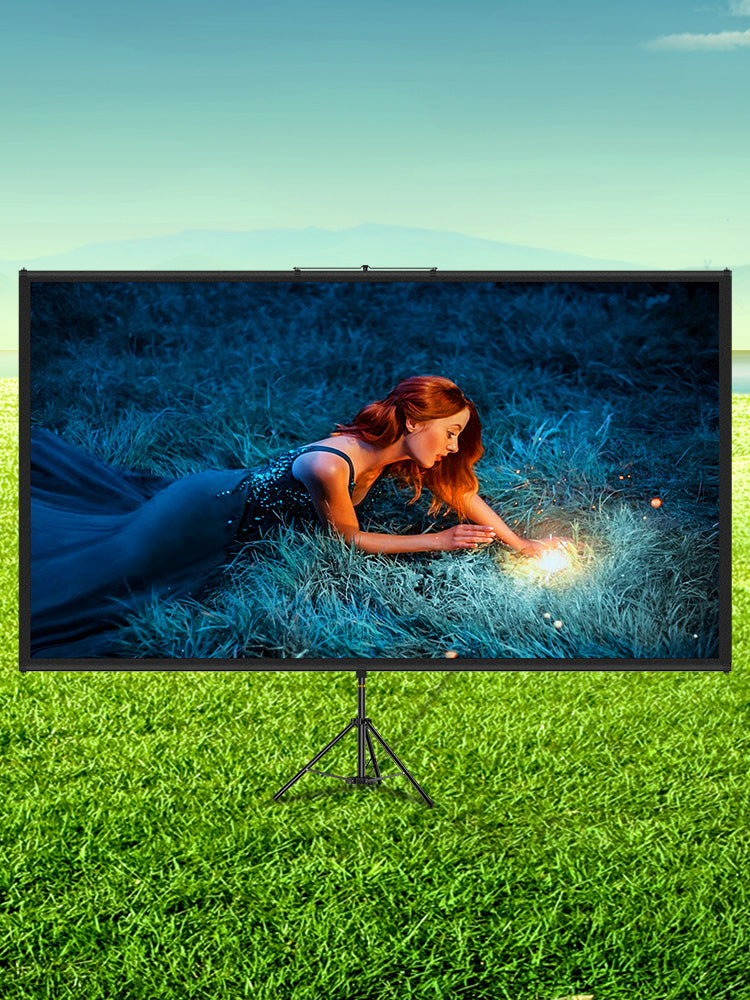 SucceBuy Pantalla de proyector de trípode de 100 pulgadas con soporte 16:9 4K HD Proyección portátil Cine en casa para proyección interior y exterior