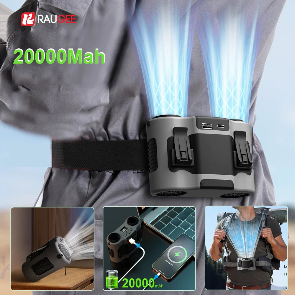 Stay Cool Anywhere with the Portable Waist Clip Fan — 20000mAh Review