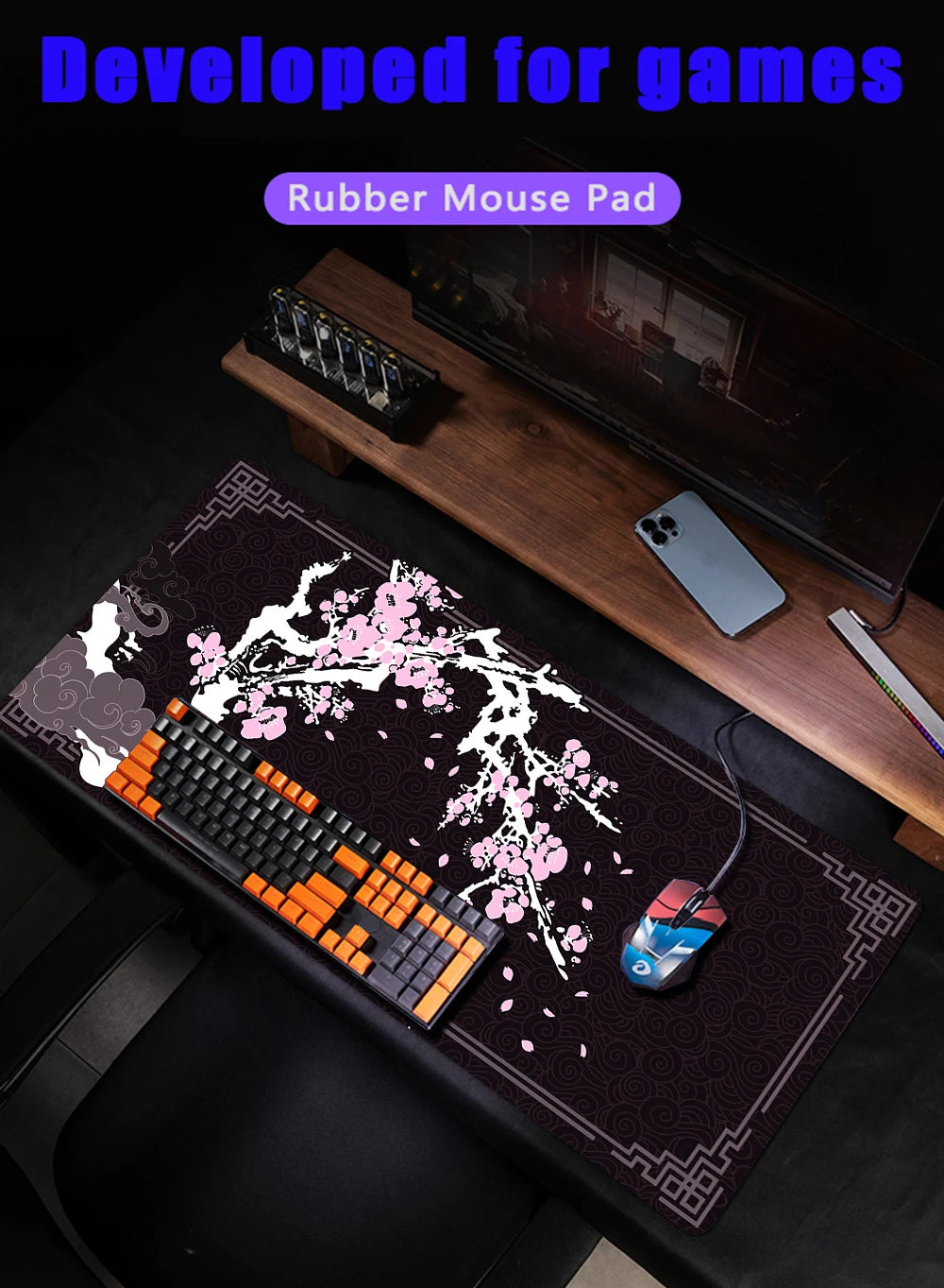 Mouse Pad Japanese Style Larger Mousepad Flower Xxl Gaming Keyboard Computer Desk Mat Accessories Game Mause Ped Office Carpet