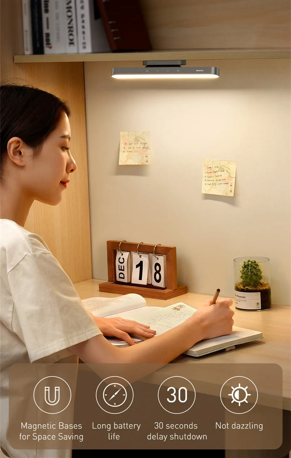 Baseus Magnetic LED Night Light - Stepless Dimming Table Lamp 💡✨