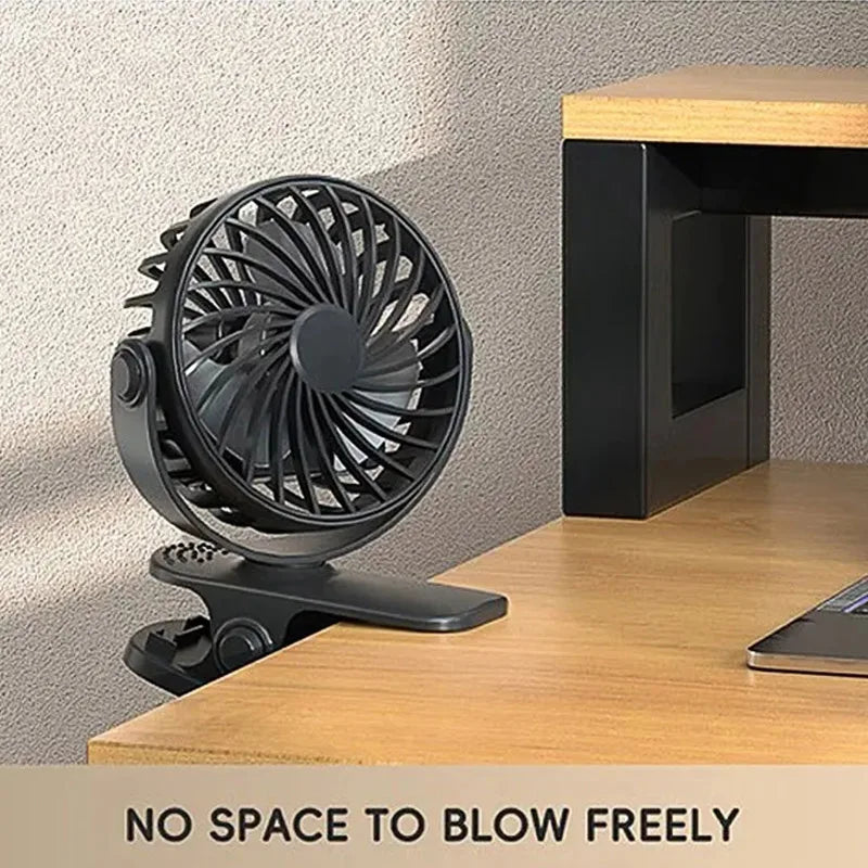 Rechargeable Portable Electric Fan 720° Rotating Hanging Clip Fan