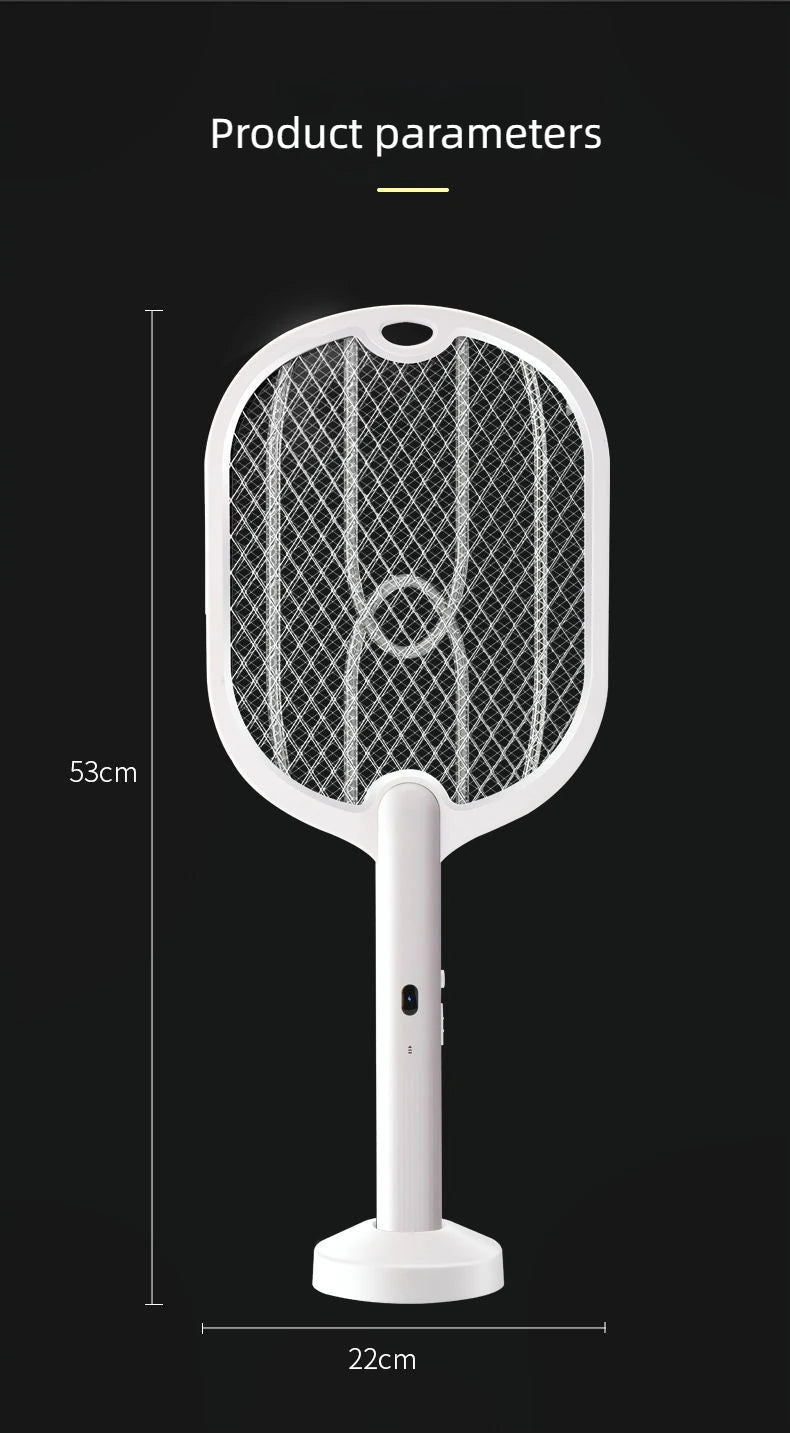 3000V Mosquito Swatter | 3-in-1 Electric Mosquito Killer — Handheld, Wall Mount & Desktop Lamp with TYPE-C Charging