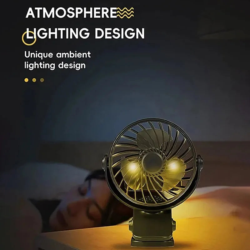 Rechargeable Portable Electric Fan 720° Rotating Hanging Clip Fan