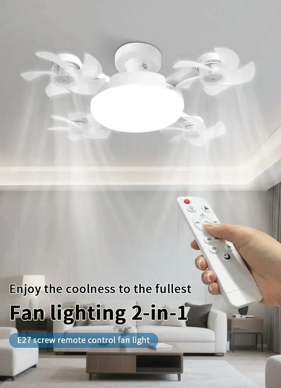 Creative Drone Ceiling Lamp Electric Fan with Light Remote Control E27
