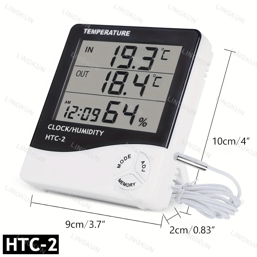 Electronic Clock Temperature Humidity Meter Weather Station for Home With Alarm LED Thermometer Thermo-Hygrometer Multifunction