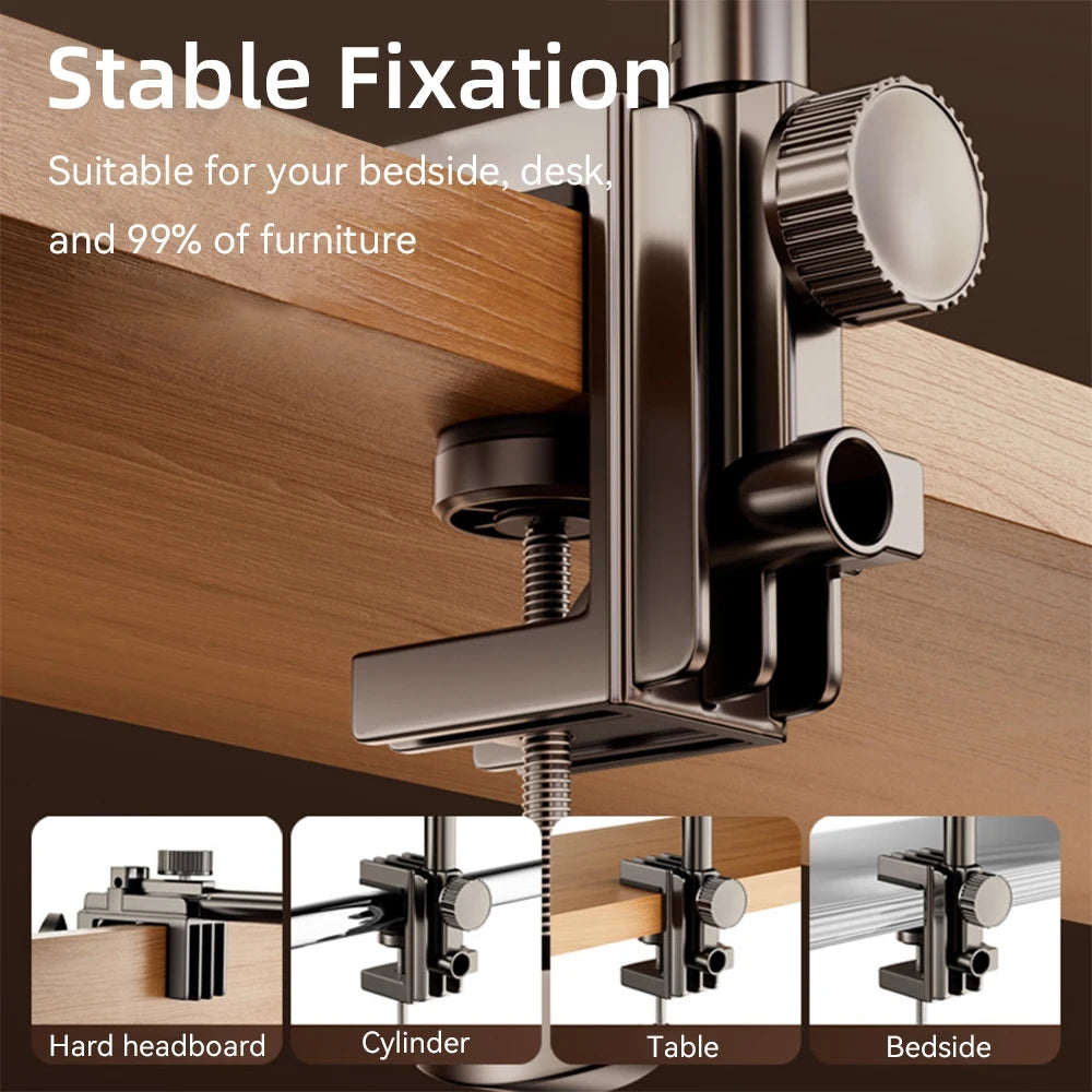 Desktop Mobile Phone & Tablet Holder – Folding Cantilever Bed Clip for Apple, Samsung, iPad 📱📲