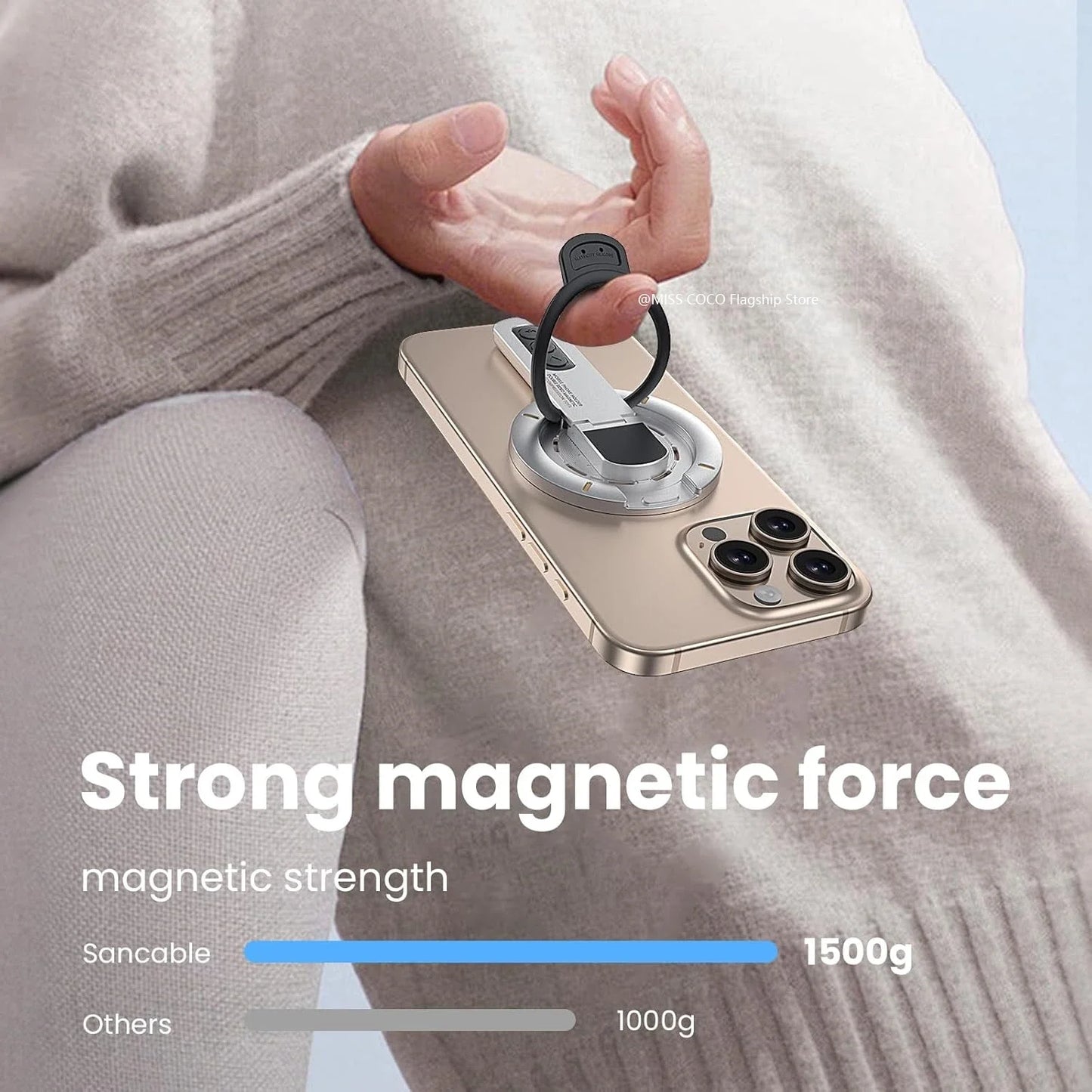 Magnetic Phone Ring Holder | Dual-Sided 360° Rotating Desktop Stand, Strong Magnetic Hold, Universal Fit for iPhone Samsung