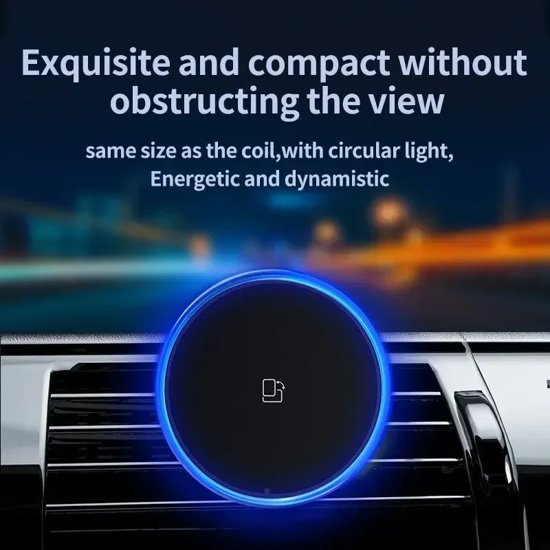 30W Magnetic Car Wireless Charger RGB for iPhone 12-15 Pro Max MagSafe Car Phone Holder