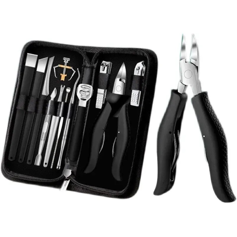 Professional 12-Piece Nail Care Set | Eagle Nose Pliers & Dead Skin Scissors for Paronychia, Thick Nails & Manicure