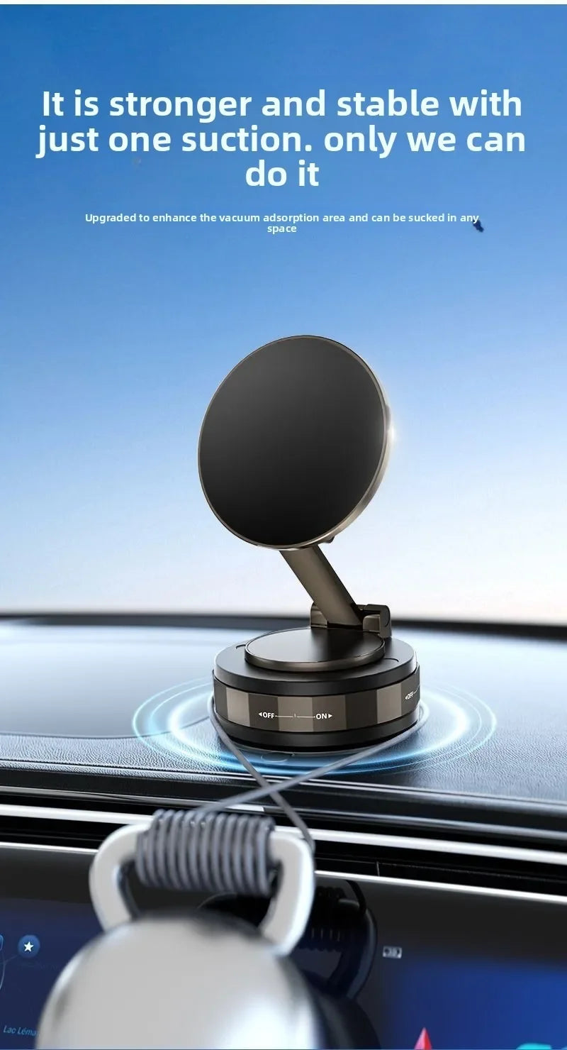 Lightweight Magnetic Car Phone Stand - Vacuum Suction Rotating Holder 📱✨