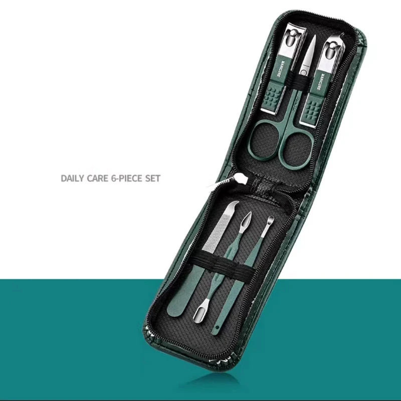 6-Piece Nail Clipper Set | Professional Stainless Steel Manicure Set for Finger & Toe, Portable Travel Case