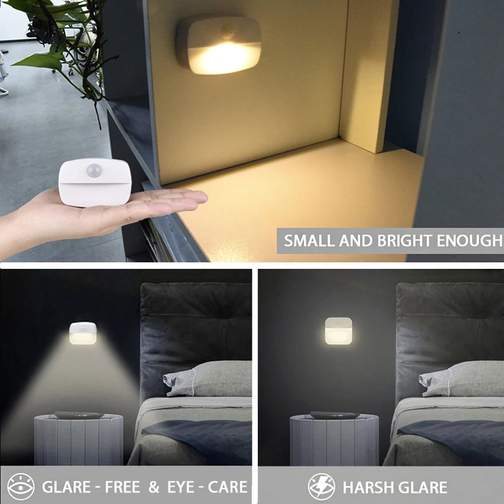 Motion Sensor LED Night Light - Auto ON/OFF Wireless Lamp for Home Lighting 🚶✨