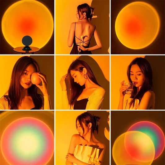 USB Sunset Lamp LED Projector Night Light - 16 Colors for Aesthetic Room Decor 🌅✨