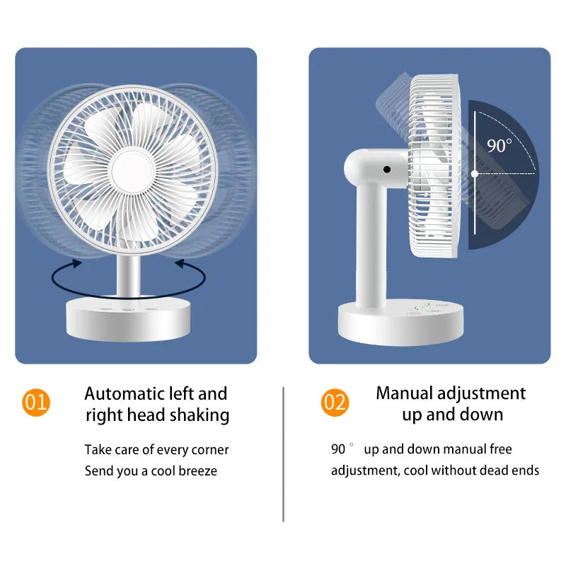 3600mAh USB Desk Fan - 4 Speed Adjustable Cooling for Home & Travel 🌬️✨