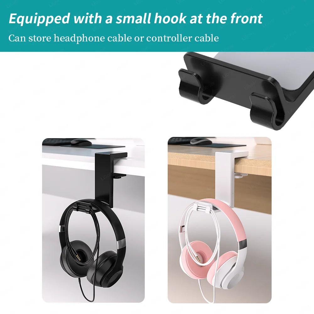 2-in-1 PC Gaming Headphone Stand - Adjustable Space-Saving Holder