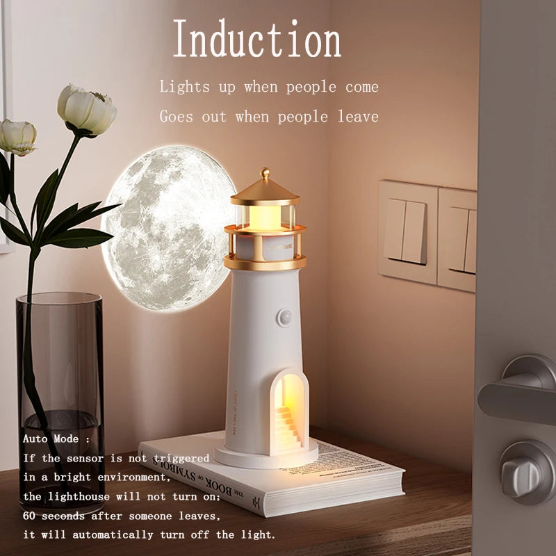 Floating Moon Lamp Projection Lighthouse Night Light with Bluetooth Speaker 🌙✨