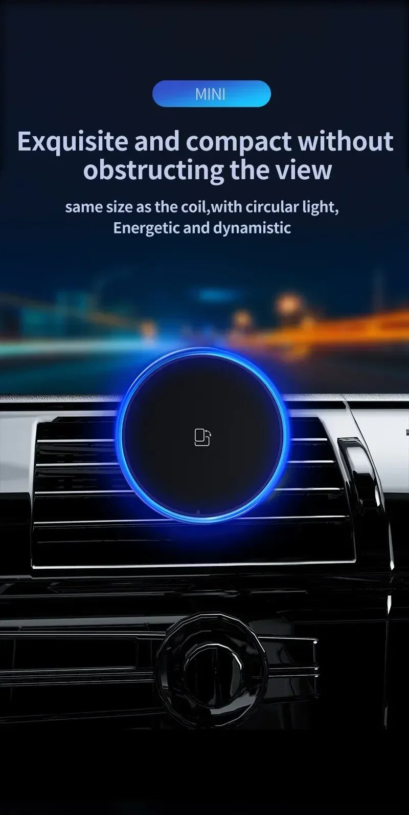 30W Magnetic Car Wireless Charger RGB for iPhone 12-15 Pro Max MagSafe Car Phone Holder