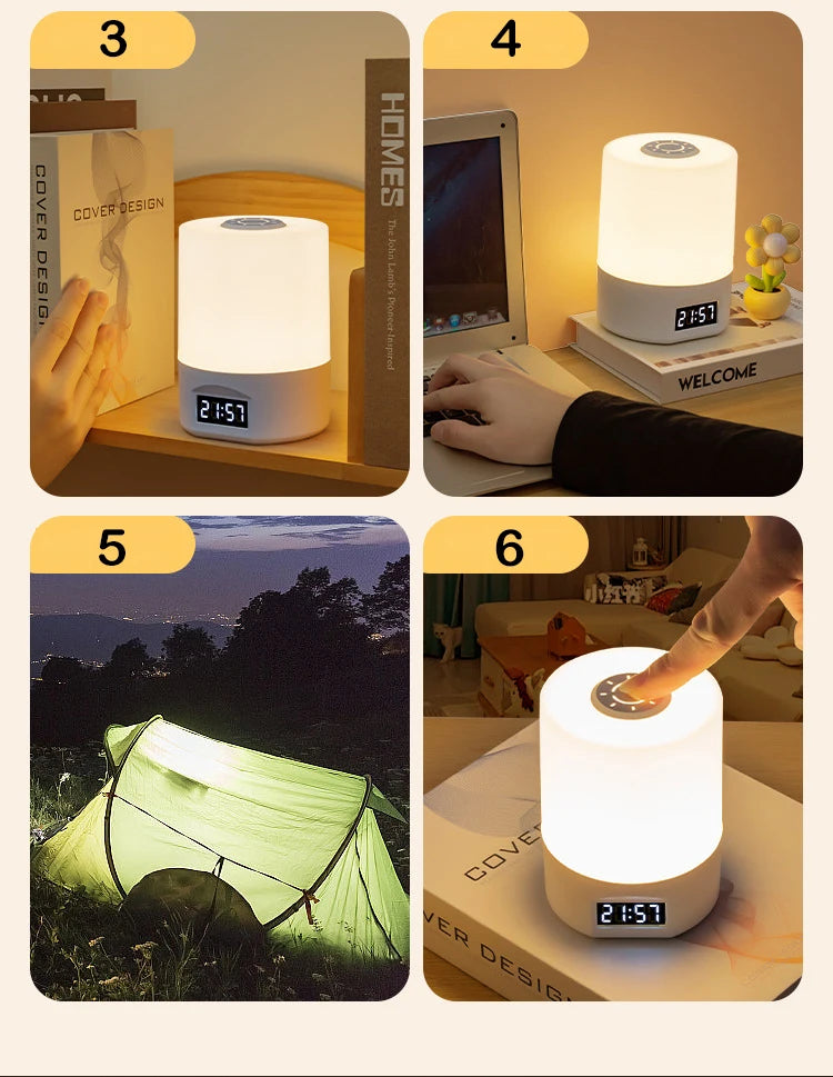 LED Night Light Clock - Touch Dimmable Bedside Desk Lamp for Kids & Adults 🕰️✨