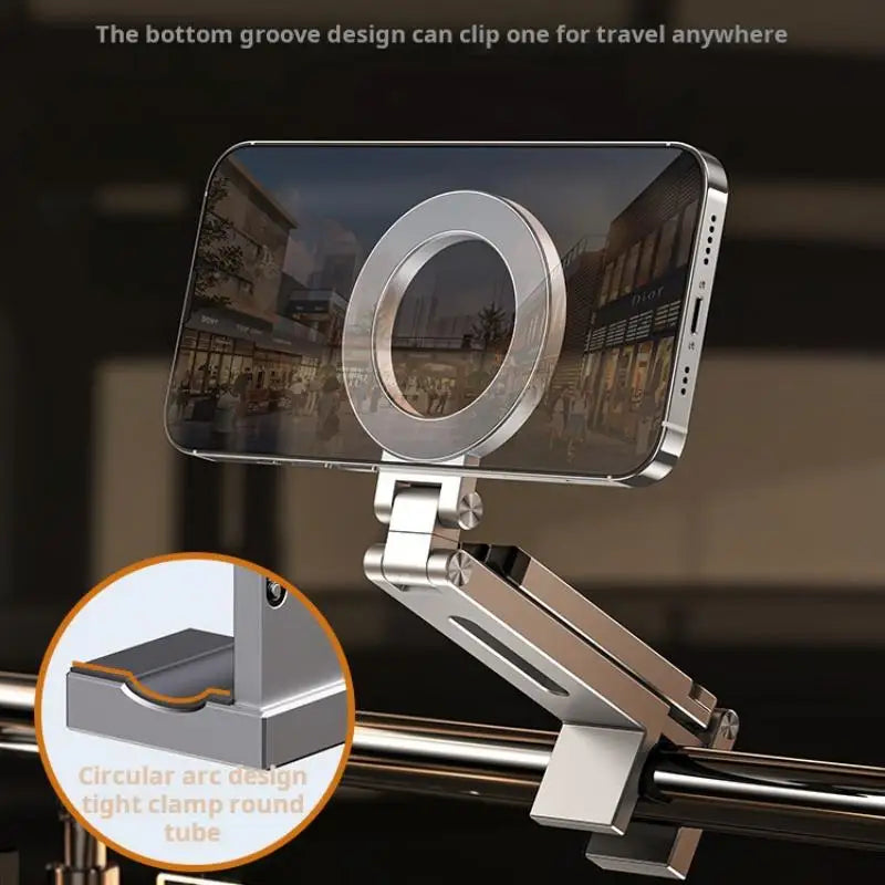 Portable Magnetic Phone Holder Aluminum Alloy 360° Rotating Foldable Tripod